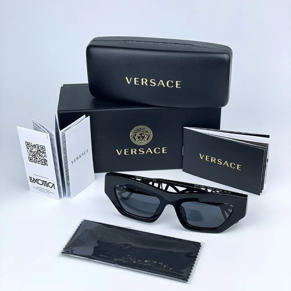 SALE! NEW Versace VE4432U 523287 Black Dark Grey Cat Eye Unisex Sunglasses